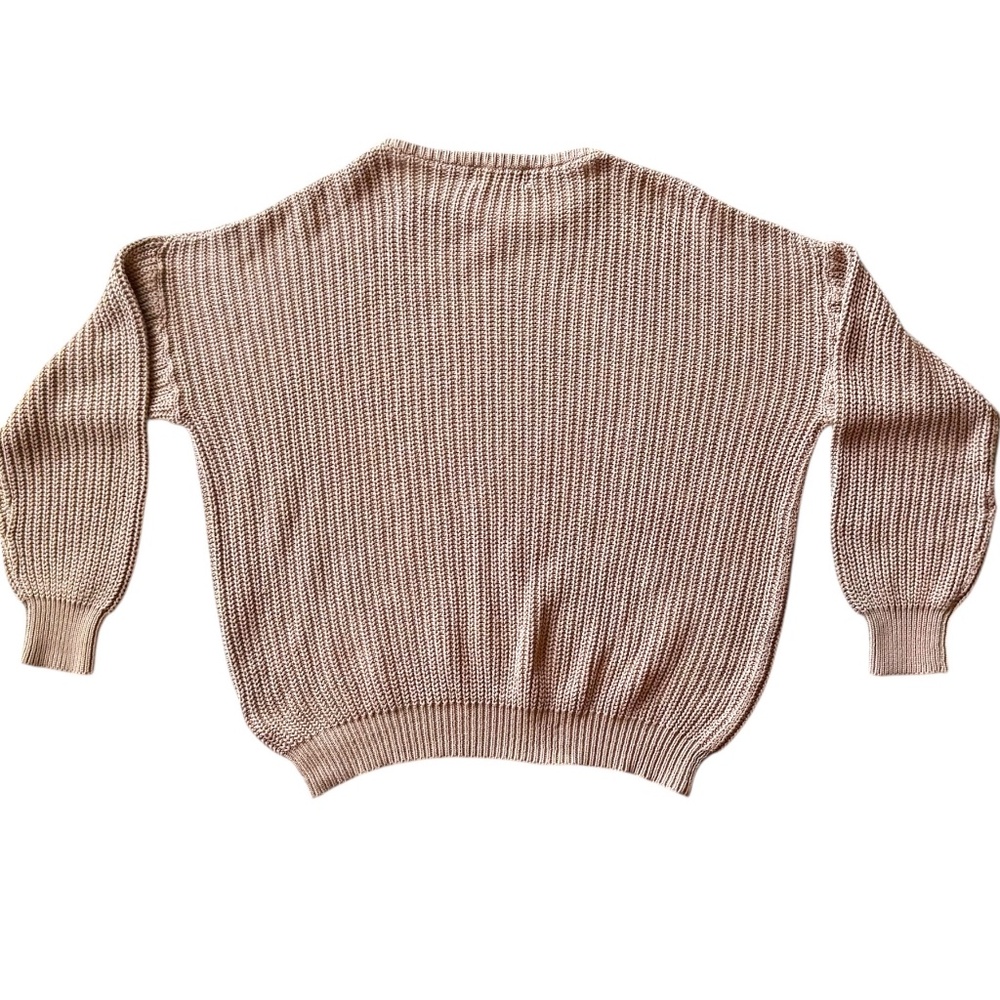 American Apparel 100% Combed Cotton Chunky Tan Sweater Sz XL - Picture 3 of 6